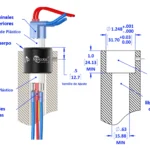 Diagrama de instalación de un colector rotativo Mercotac 430 con detalle interno de contactos.